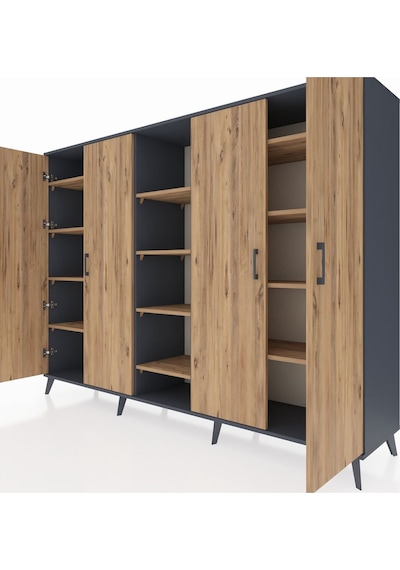 Hyperion Dolap 12 Raflı 4 Kapaklı 220x44x163 Antrasit-çam Atlas Çam - Antrasit Hyperion Dolap 12 Raflı 4 Kapaklı 220x44x163 Antrasit-çam Atlas Çam - Antrasit