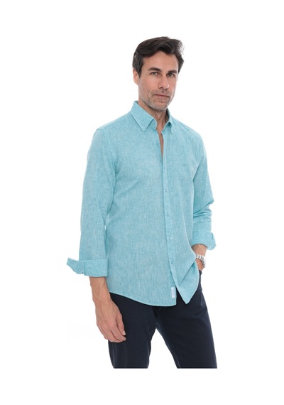 Slim Fit Uzun Kol Yaka Düğmeli Nefes Alan Keten Hediye Kutulu Erkek Gömlek Fs-004548 - Koyu Mint-3223 Slim Fit Uzun Kol Yaka Düğmeli Nefes Alan Keten Hediye Kutulu Erkek Gömlek Fs-004548 - Koyu Mint-3223