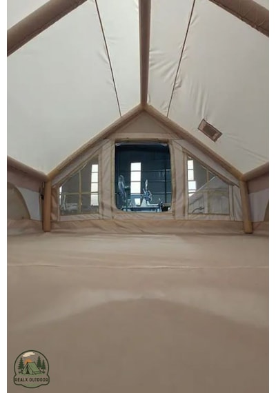 12 Kişilik 4 Mevsim Su Geçirmez Şişme Kamp Çadırı 400x300x210 Cm Bej
