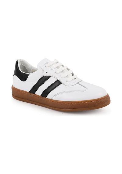 Lbr Kadın Sneaker Hakiki Deri Çift Şerit Çizgili Bağcıklı T-burun Karamel Kauçuk Taban Retro Ayakkabı L075.2324 Beyaz-siyah Lbr Kadın Sneaker Hakiki Deri Çift Şerit Çizgili Bağcıklı T-burun Karamel Kauçuk Taban Retro Ayakkabı L075.2324 Beyaz-siyah