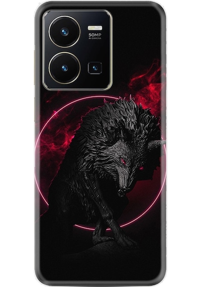 Vivo Y35 Kilif Silikon Desen Black Wolf 1691 566402648