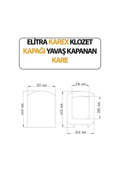 Klozet Kapağı, Elitra Karex, Kare Yavaş Ve Sessiz Kapanma, Hijyenik, Basit Kurulum Tak Kullan Beyaz