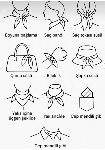 Herşeynota 10 Lu Atatürk İmzalı Beyaz Fular Bandana 52x52 Cm %100 Pamuk Tören, Okul, Etkinlik Çok Renkli