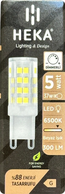 8 Adet Heka 5w 37w 6500k Beyaz Işık G9 Duylu Dim Edilebilir Led Kapsül Ampul