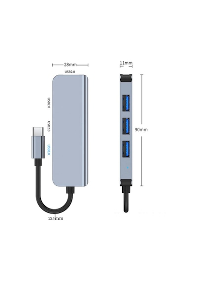 Type-C 1xUSB 3.0 3xUsb 2.0 HUB Otg Çoğaltıcı Adaptörü BYL-2013T