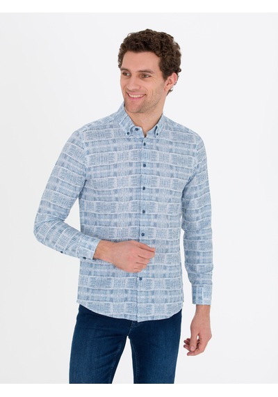 Cacharel İndigo Slim Fit Uzun Kollu Gömlek Mavi