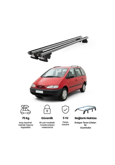 Venüs Ford Galaxy 1996-2000 Uyumlu Gri Ara Atkı Port Bagaj Tavan Barı