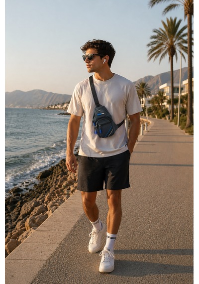 İmaks Küçük Boy Çokgözlü Günlük Çapraz Göğüs El Ve Omuz Çantası Unisex Body Bag Siyah 955 Siyah - Mavi