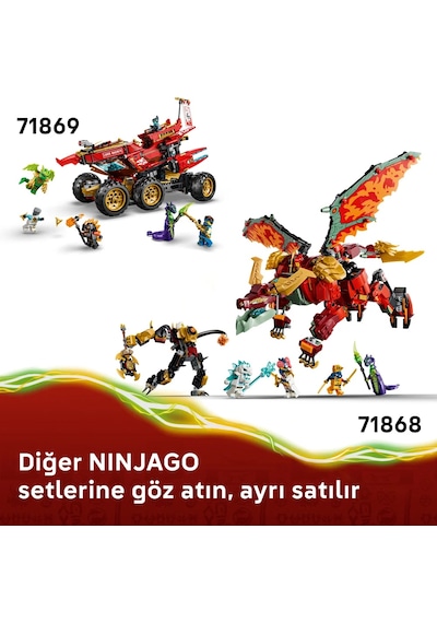 LEGO® NINJAGO® Wyldfyre'ın Dönüşen Ejderha Robotu 71868 - 9 Yaş Üzeri Çocuklar için Ejderha Figürü Oyuncak Yapım Seti (821 Parça)