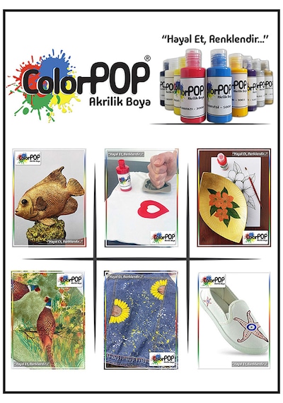 Colorpop Akrilik Hobi Boyaları 8'li Set 8 Adet 50ml Sıcak Renkler