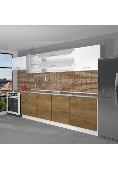 Decoraktiv Ekol 280 Mdf Hazır Mutfak Dolabı - Tezgah Dahil - Pera Beyaz Beyaz - Meşe Decoraktiv Ekol 280 Mdf Hazır Mutfak Dolabı - Tezgah Dahil - Pera Beyaz Beyaz - Meşe