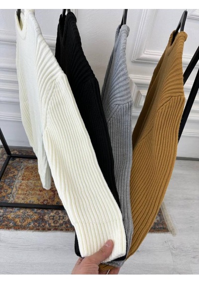 Elku Moda Elkumoda Oversize Kazak Bol Kesim Salaş Triko Kazak-KAZAK2873