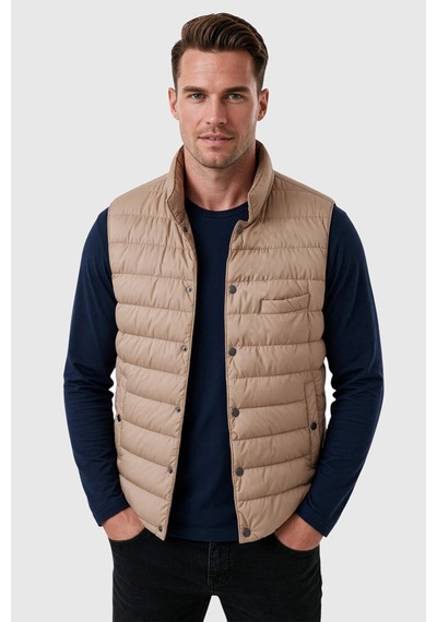 Rizzup Erkek Slim Fit Su Ve Rüzgar Geçirmez Taba Şişme Yelek Dik Yaka Çıtçıtlı 2701708