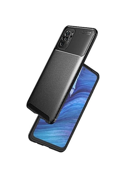 Xiaomi Redmi Note 10 / Note 10s İle Uyumlu Kamera Korumalı Darbe Önleyici Carbon Brushed Silikon Kılıf Siyah, Xiaomi Redmi Note 10 / Note 10s