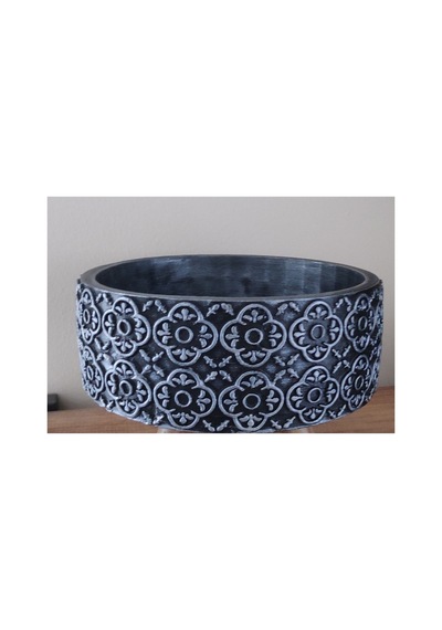 Beton Saksı Sukulent Bonzai Teraryum Arajman Çiçek Saksısı 18x7cm Bitki Hariç Siyah -gümüş