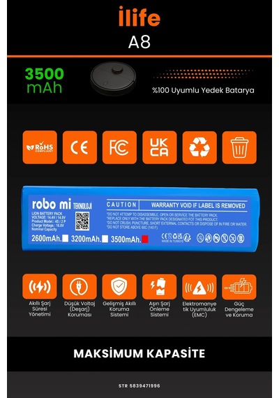İlife A8 3500mah Robot Süpürge Bataryası
