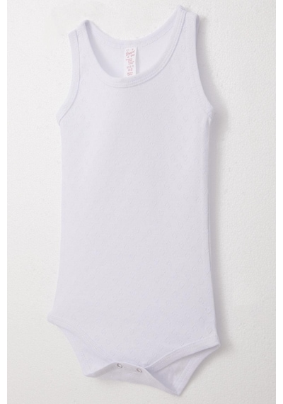 Breeze Kız Bebek Çıtçıtlı Atlet Zıbın Body Jakarlı Kalp Desenli 9 Ay-3 Yaş, Beyaz Beyaz