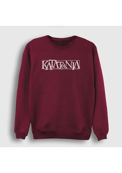 Presmono Unisex Logo Katatonia Sweatshirt Bordo