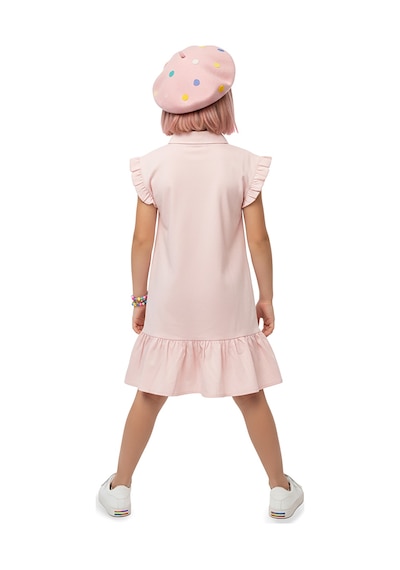 Denokids Kız Çocuk Elbise Unicorn Aplikeli %100 Pamuk Gömlek Stil Elbise 4-9 Yaş Çok Renkli