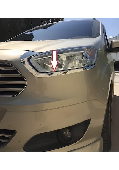 Ford Courier Uyumlu 2014-2017 Krom Far Kaşı 2 Parça Paslanmaz Çelik