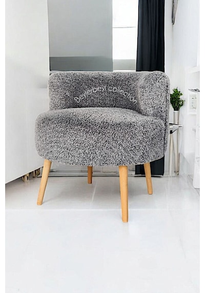 Tekli Puf ,makyaj Önü Pufu,çay Seti Tekli Koltuk, Sıtlı Berjer Salon, Balkon, Ofis ,sıtlı Puf, Gri