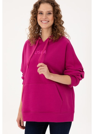U.S. Polo Assn.  Kadın Fuşya Kapüşonlu Sweatshirt 50292370-VR023