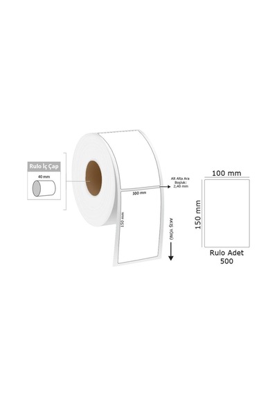 Termal Yazıcı Etiketi Rulo 100x150 Mm 500 Adet Diğer