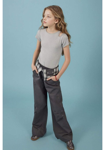 Defacto Baggy Fıt Poplin Pantolon Kız Çocuk H1951a826smar213 Antrasit-ar213