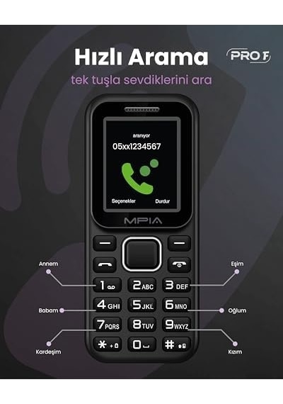 Yerli Üretim  Kamerasız Tuşlu Cep Telefonu 7 Gün Şarj Asker Yaşlı Öğrenci Telefon 2 Yıl