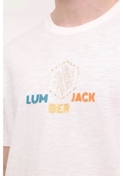 Lumberjack Forest 11urb343 0 Yaka Erkek Tshirt - Ekru Lumberjack Forest 11urb343 0 Yaka Erkek Tshirt - Ekru
