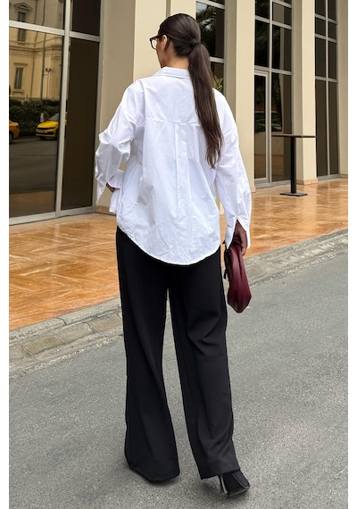 Madmext Beyaz Basic Kadın Gömlek Mg2355 Beyaz