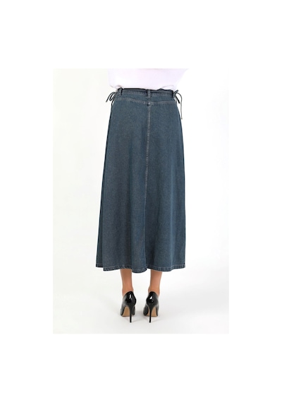 Vellichor Yandan Bağlamalı Denim Etek- Mavi Çok Renkli