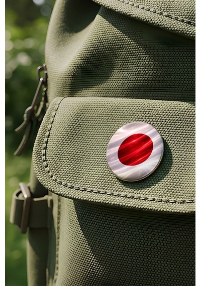 Japonya Japan Abstract Ülke Bayraklı Buton Rozet - 44 MM 5 Adet Çok Renkli
