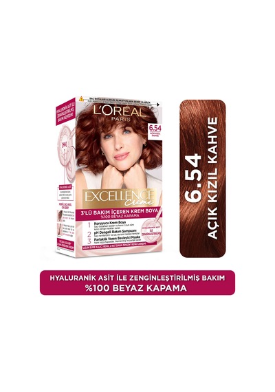 L Oréal Paris Excellence Creme Saç Boyası 6.54 Açık Kızıl Kahve
