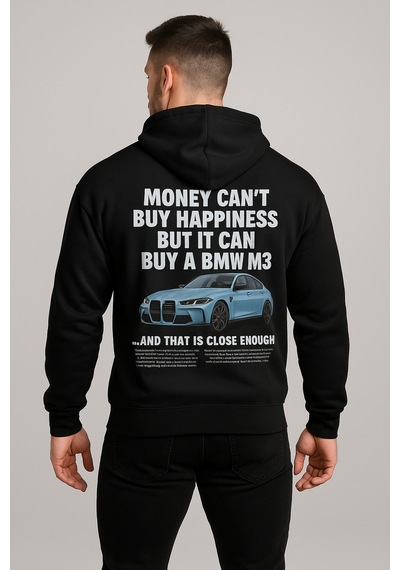 Hmo Store Unisex Siyah Hoodie Bmw Logolu Rahat Kesim Siyah