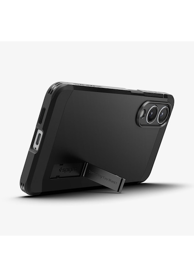 Spigen Samsung Galaxy S25 Edge İle Uyumlu Kılıf Tough Armor Aı Magfit Özellikli Kickstand Black Siyah