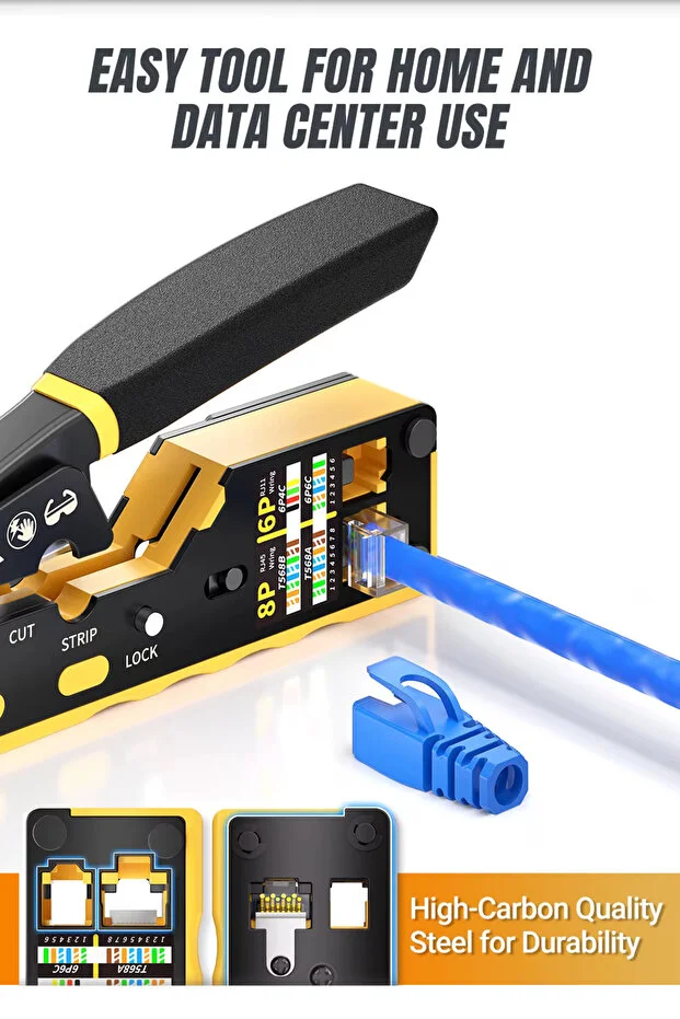 Yeni Nesil Ez Rj45 Pense 8p8c Utp Sıkma Pensesi Rj11 Rj12 Rj45 Ethernet Konektörü Sıkma Kesme Soyma Modem Ağ Network Ürünleri