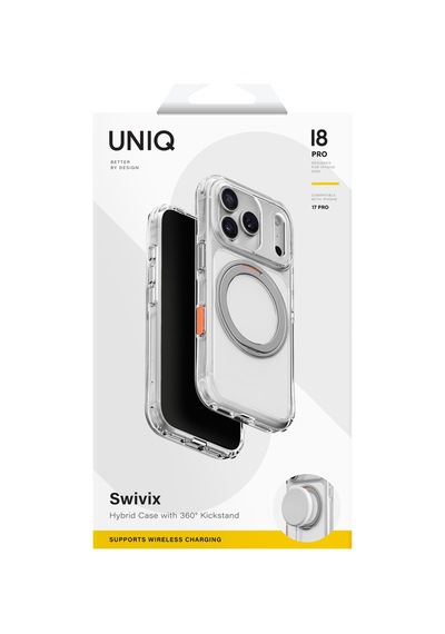 Apple iPhone Uyumlu 18 Pro Kılıf Swivix Dönebilen Metal Halkalı Koruyucu Premium Dayanıklı Darbe Emici Kapak Şeffaf
