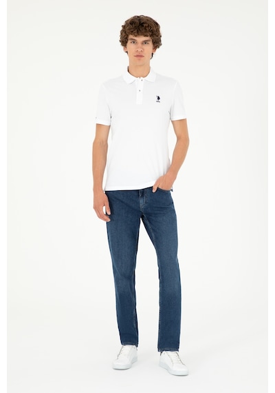 U.S. Polo Assn. Erkek Slim Fit Polo Yaka Beyaz Basic Tişört 50279581-VR013