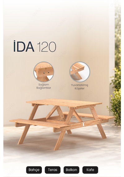 Ahşap Oturma Masası İda 120 4 Kişilik Sade Ve Konforlu Tasarım Teak