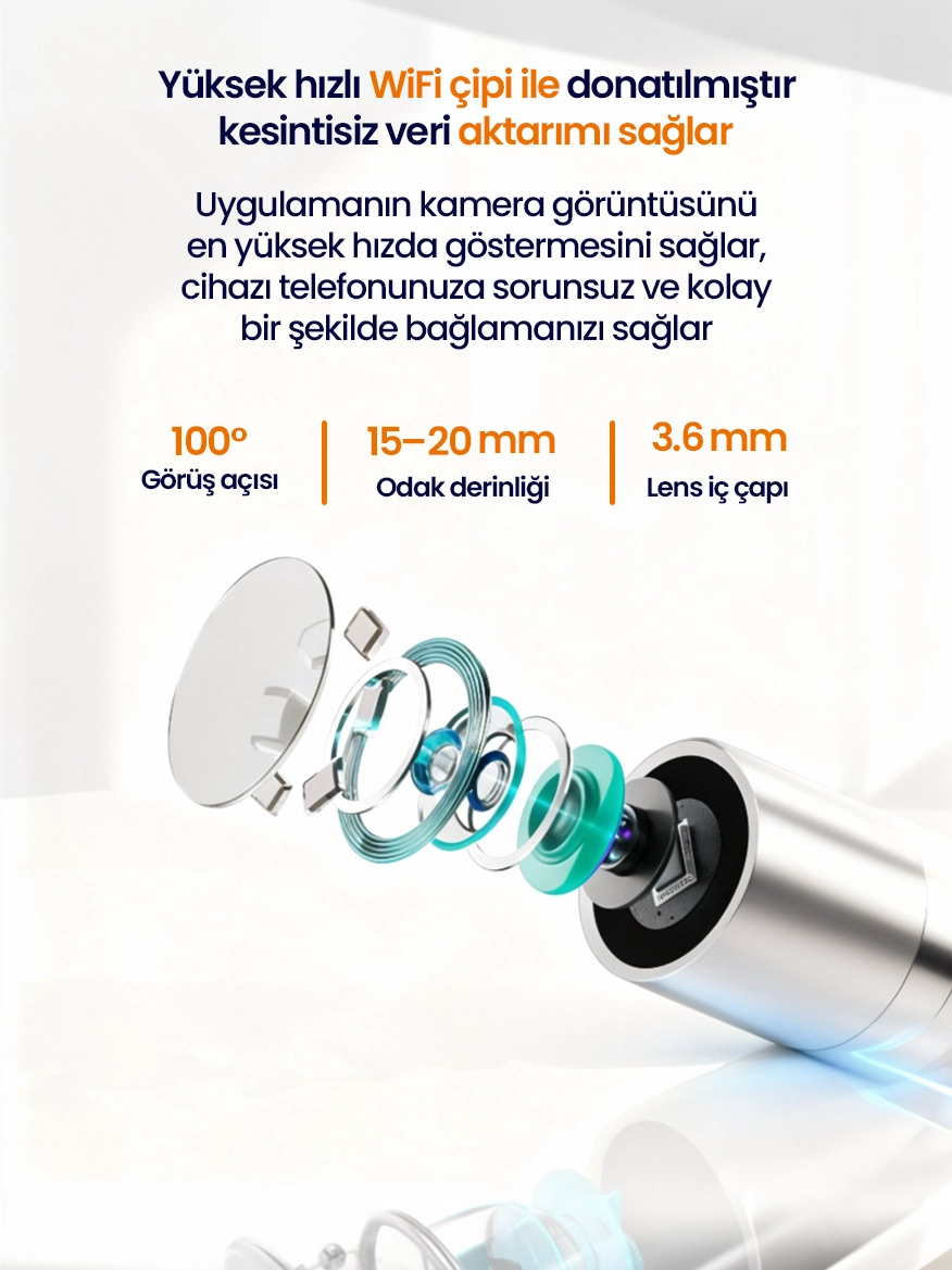Wifi Kameralı Şarjlı Akıllı Kulak Temizleyici Görüntülü Kulak Temizleme Cihazı Silikon Başlıklı