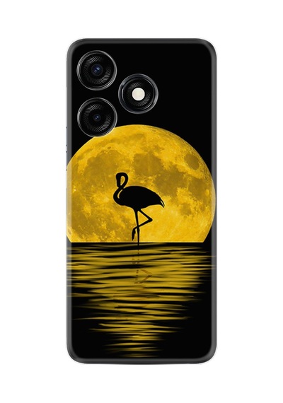 Tecno Spark 10c Kılıf Silikon Desen Özel Seri Ay Ve Flamingo 1775
