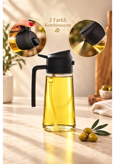 Porsima Alk-3159 Çok Amaçlı Cam Sprey Şişe Yağlık Yağdanlık Siyah