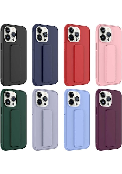 Apple Uyumlu iPhone 14 Pro Kapak Standlı El Tutacaklı Silikon Kılıf