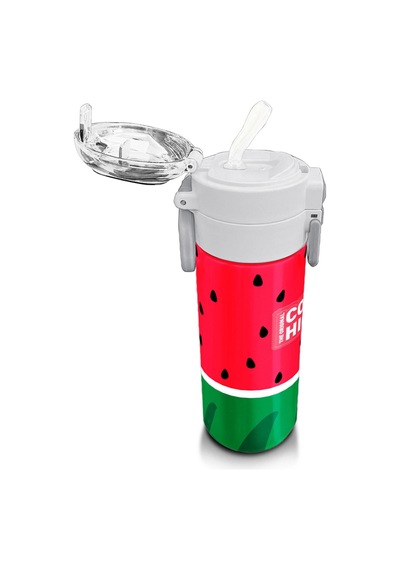 Coral High Kids Kırmızı Yeşil Karpuz Desenli Pipetli Ve Direkt İçim Çelik Termos 500 Ml 31866 Kırmızı - Yeşil