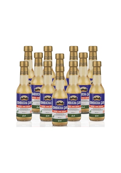 12 Adet Sade Kombucha 250ml. Cam Şişede