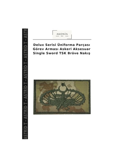 Astrid T Delux Serisi Üniforma Parçası Görev Arması Askeri Aksesuar Single Sword Tsk Bröve Nakış Çok Renkli