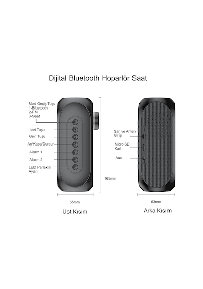 Hymark Bluetooth S8 Rgb Led Işıklı Dijital Saat Alarm Şarjlı Hopa