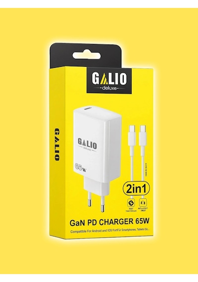 Galio Deluxe Gl-c65 65w Gan Type-c Hızlı Şarj Aleti Usb-c To Usb-c Pd Adaptör