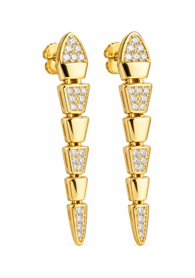 Gümüş Gold Zirkon Taşlı Yılan Kadın Küpe